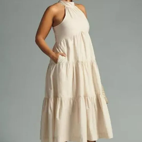 Maeve/Anthrologie Tiered Halter Midi Dress - Picture 2 of 7